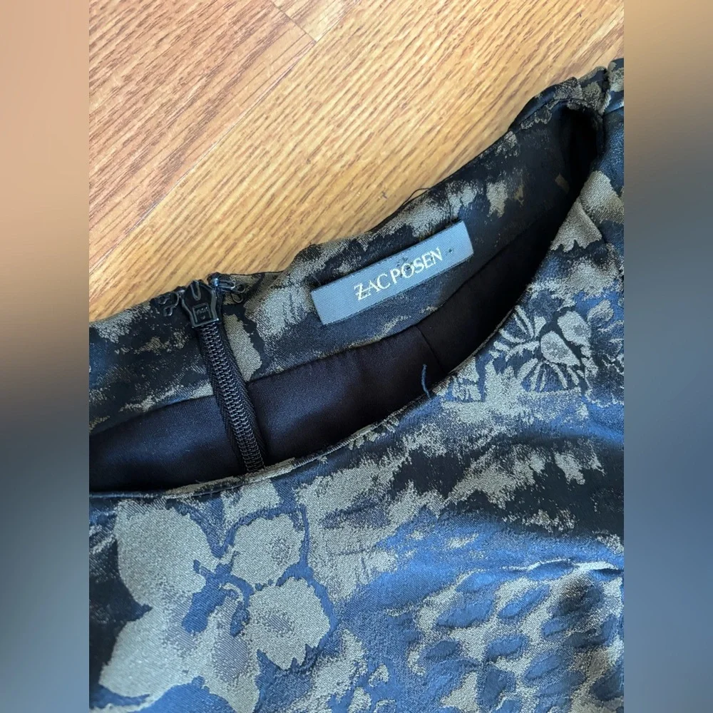 ZAC POSEN Black Floral Jacquard Dress (Fits XS) - Picture 4 of 8